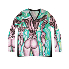 Load image into Gallery viewer, Women's Long Sleeve V-neck Shirt (AOP)