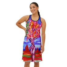 Load image into Gallery viewer, Vibrant Artistic Women's Racerback Dress - Nature-Inspired Design for Summer Outings