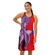 Load image into Gallery viewer, Artistic Abstract Women&#39;s Racerback Dress - Bold Red &amp; Purple Design