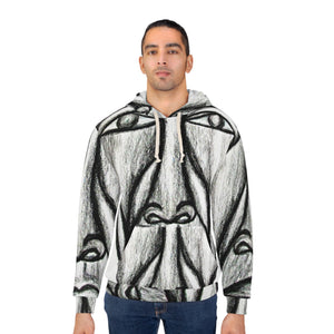 Artistic Unisex Pullover Hoodie - Abstract Face Design for Creative Souls