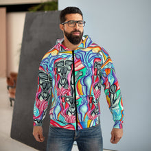 Load image into Gallery viewer, Vibrant Artistic Unisex Zip Hoodie with Abstract Design