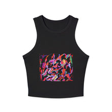 Load image into Gallery viewer, Vibrant Abstract Women’s Racer Tank, Colorful Summer Top, Sporty Crop, Festival Wear, Art-Inspired Apparel, Gift for Her