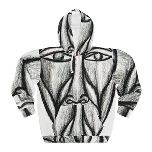 Artistic Unisex Pullover Hoodie - Abstract Face Design for Creative Souls