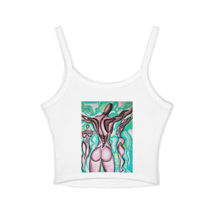 Artistic Women's Spaghetti Strap Tank Top, Boho Style, Summer Essential, Body Positive Fashion, Gift for Her, Creative Vibe
