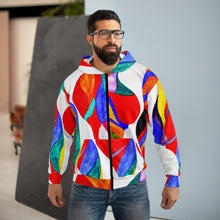Load image into Gallery viewer, Vibrant Abstract Unisex Zip Hoodie - Colorful Artistic Design