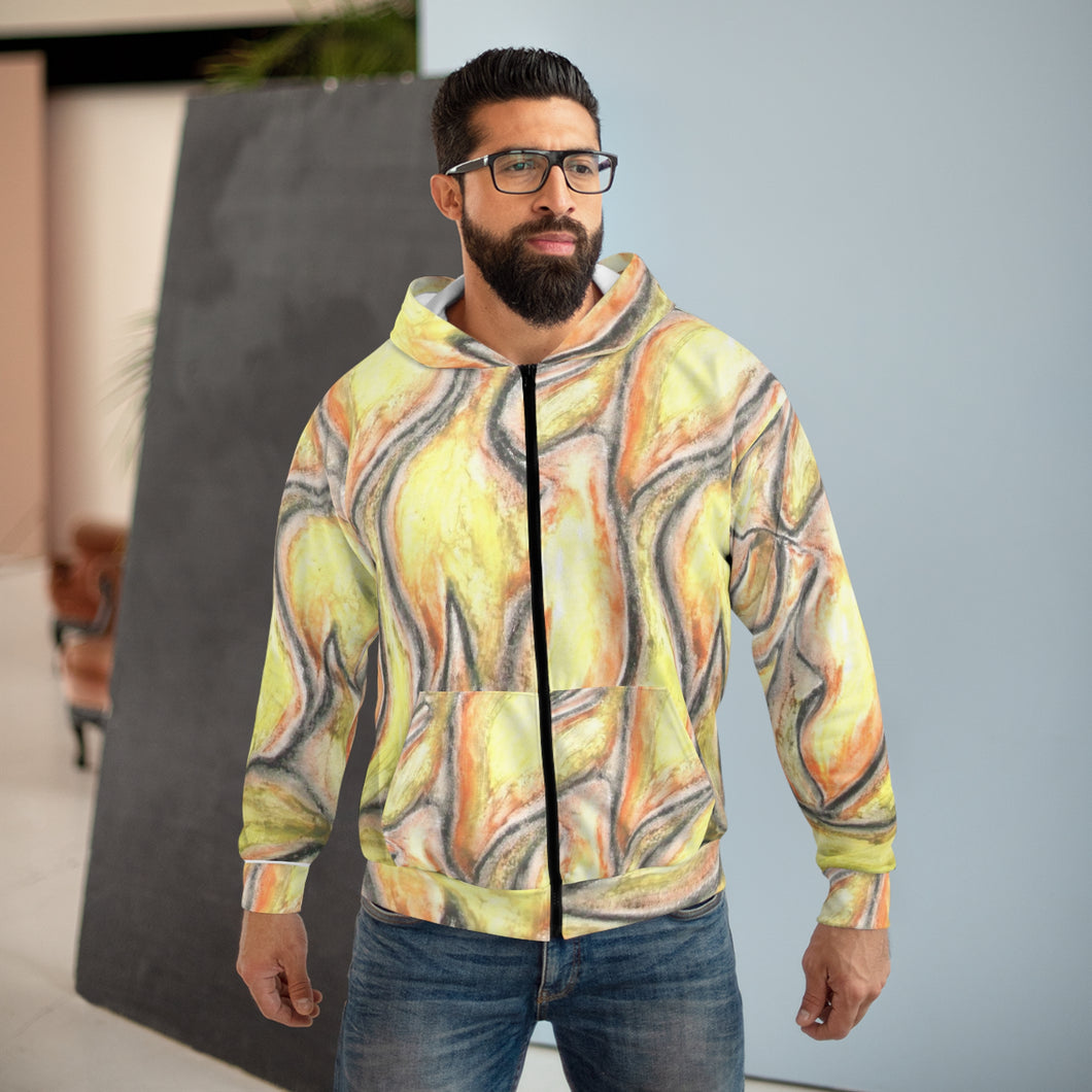 Vibrant Abstract Unisex Zip Hoodie | Artistic Layer for Casual Comfort