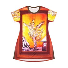 Load image into Gallery viewer, Artistic Tree Frame T-Shirt Dress - Vibrant and Stylish Summer Wear
