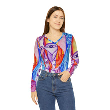 Load image into Gallery viewer, Women's Long Sleeve V-neck Shirt (AOP)