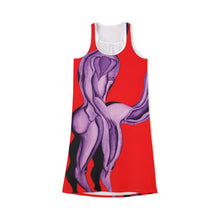 Load image into Gallery viewer, Artistic Abstract Women&#39;s Racerback Dress - Bold Red &amp; Purple Design
