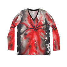 Load image into Gallery viewer, Women's Long Sleeve V-neck Shirt (AOP)