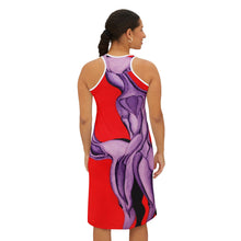 Load image into Gallery viewer, Artistic Abstract Women&#39;s Racerback Dress - Bold Red &amp; Purple Design