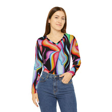 Load image into Gallery viewer, Women's Long Sleeve V-neck Shirt (AOP)