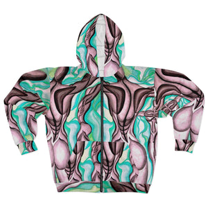 Artistic Unisex Zip Hoodie - Abstract Fluid Design