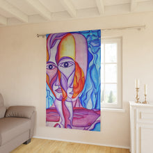 Load image into Gallery viewer, Abstract Art Window Curtain - Colorful Faces Design
