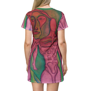 Artistic T-Shirt Dress with Abstract Body Design