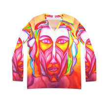 Load image into Gallery viewer, Women's Long Sleeve V-neck Shirt (AOP)