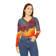 Load image into Gallery viewer, Women's Long Sleeve V-neck Shirt (AOP)