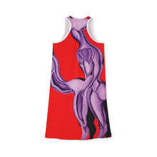 Load image into Gallery viewer, Artistic Abstract Women&#39;s Racerback Dress - Bold Red &amp; Purple Design