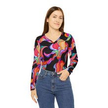 Load image into Gallery viewer, Women's Long Sleeve V-neck Shirt (AOP)