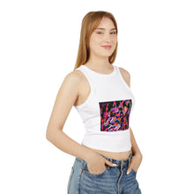 Load image into Gallery viewer, Vibrant Abstract Women’s Racer Tank, Colorful Summer Top, Sporty Crop, Festival Wear, Art-Inspired Apparel, Gift for Her