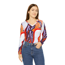 Load image into Gallery viewer, Women's Long Sleeve V-neck Shirt (AOP)