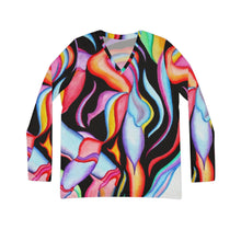 Load image into Gallery viewer, Women's Long Sleeve V-neck Shirt (AOP)