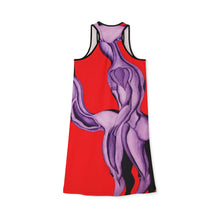 Load image into Gallery viewer, Artistic Abstract Women&#39;s Racerback Dress - Bold Red &amp; Purple Design