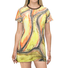 Load image into Gallery viewer, Vibrant Abstract T-Shirt Dress for Bohemian Summer Vibes