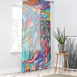 Abstract Art Window Curtain - Vibrant Colorful Design for Creative Spaces
