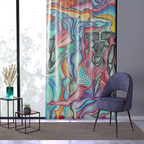 Abstract Art Window Curtain - Vibrant Colorful Design for Creative Spaces