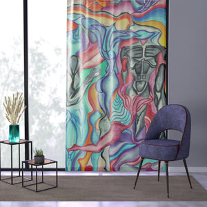 Abstract Art Window Curtain - Vibrant Colorful Design for Creative Spaces