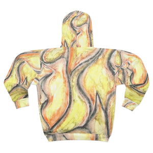 Vibrant Abstract Unisex Zip Hoodie | Artistic Layer for Casual Comfort