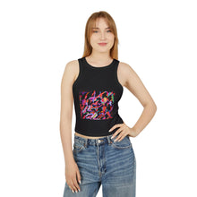 Load image into Gallery viewer, Vibrant Abstract Women’s Racer Tank, Colorful Summer Top, Sporty Crop, Festival Wear, Art-Inspired Apparel, Gift for Her