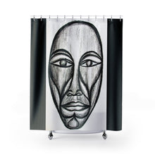 Load image into Gallery viewer, Artistic Black &amp; White Shower Curtain - Abstract Face Design for Modern Bathrooms