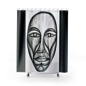 Artistic Black & White Shower Curtain - Abstract Face Design for Modern Bathrooms