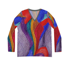 Load image into Gallery viewer, Women's Long Sleeve V-neck Shirt (AOP)