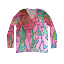 Load image into Gallery viewer, Women's Long Sleeve V-neck Shirt (AOP)