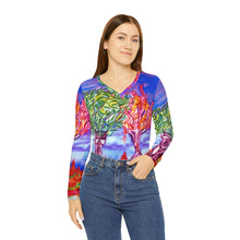 Load image into Gallery viewer, Women's Long Sleeve V-neck Shirt (AOP)