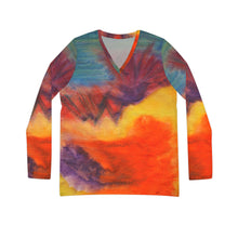 Load image into Gallery viewer, Women's Long Sleeve V-neck Shirt (AOP)