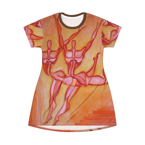 Artistic Dance-Themed T-Shirt Dress for Creative Spirits