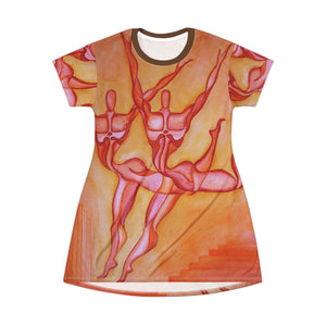 Artistic Dance-Themed T-Shirt Dress for Creative Spirits