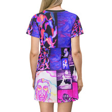 Load image into Gallery viewer, Abstract Art T-Shirt Dress - Colorful Graphic Art for Summer Festivals &amp; Casual Wear