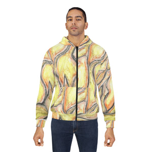 Vibrant Abstract Unisex Zip Hoodie | Artistic Layer for Casual Comfort