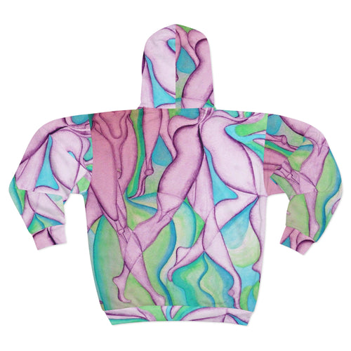 Artistic Unisex Zip Hoodie - Colorful Abstract Design