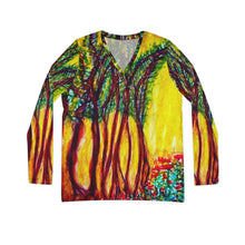 Load image into Gallery viewer, Women's Long Sleeve V-neck Shirt (AOP)