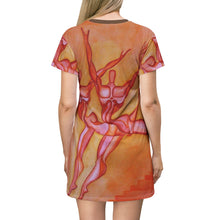 Load image into Gallery viewer, Artistic Dance-Themed T-Shirt Dress for Creative Spirits