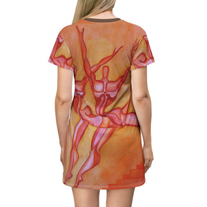 Artistic Dance-Themed T-Shirt Dress for Creative Spirits