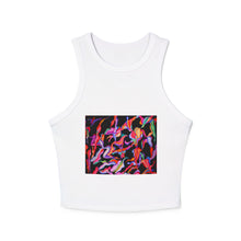 Load image into Gallery viewer, Vibrant Abstract Women’s Racer Tank, Colorful Summer Top, Sporty Crop, Festival Wear, Art-Inspired Apparel, Gift for Her