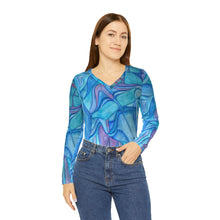 Load image into Gallery viewer, Women's Long Sleeve V-neck Shirt (AOP)