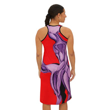 Load image into Gallery viewer, Artistic Abstract Women&#39;s Racerback Dress - Bold Red &amp; Purple Design